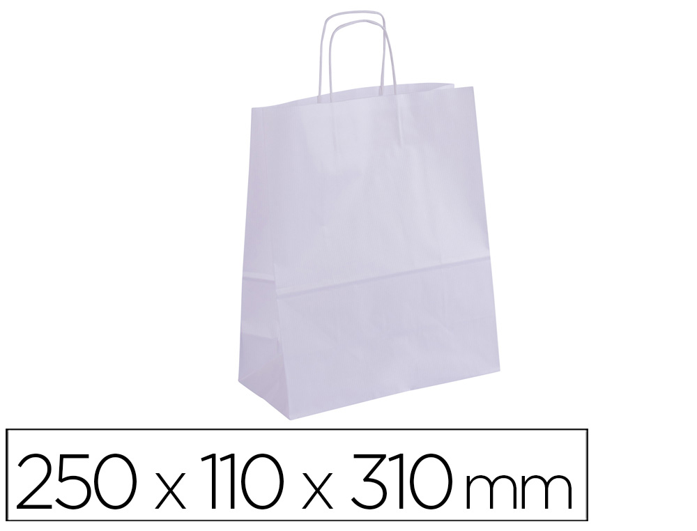 BOLSA KRAFT APLI BLANCO ASA RETORCIDA 250X110X310 MM PAQUETE DE 50 UNIDADES