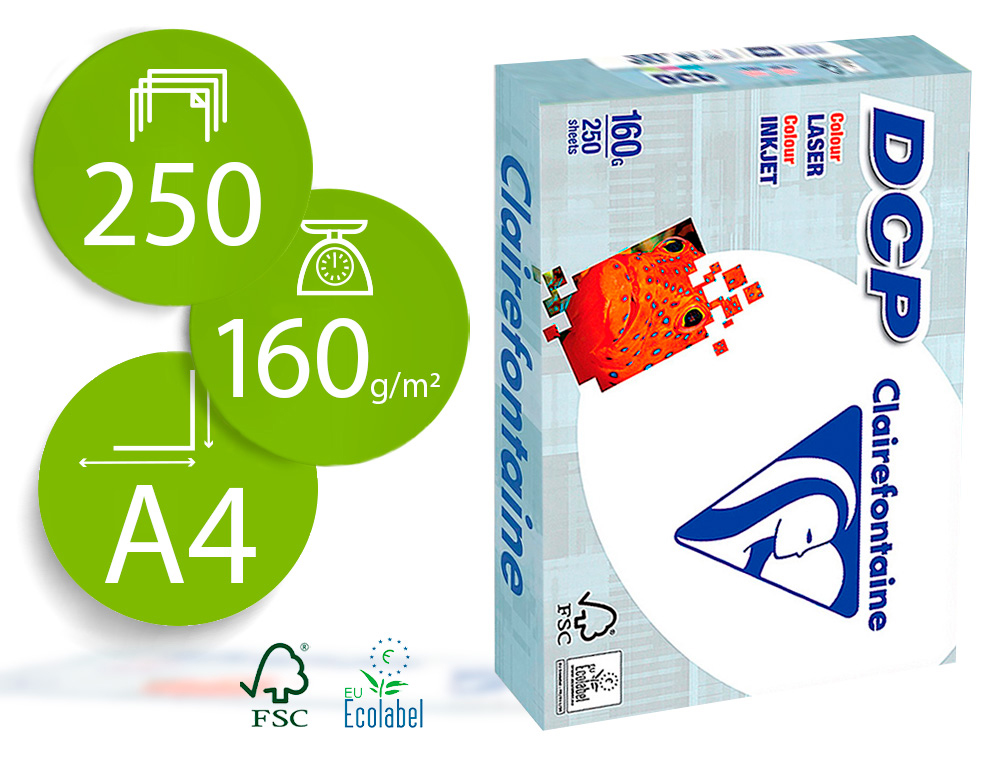 PAPEL FOTOCOPIADORA CLAIREFONTAINE DIN A4 160 GRAMOS PAQUETE DE 250 HOJAS