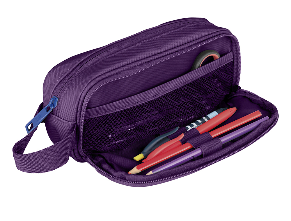 BOLSO ESCOLAR OXFORD PORTATODO KANGOO B-SMART DOBLE CREMALLERA COLOR LILA 225X80X70 MM